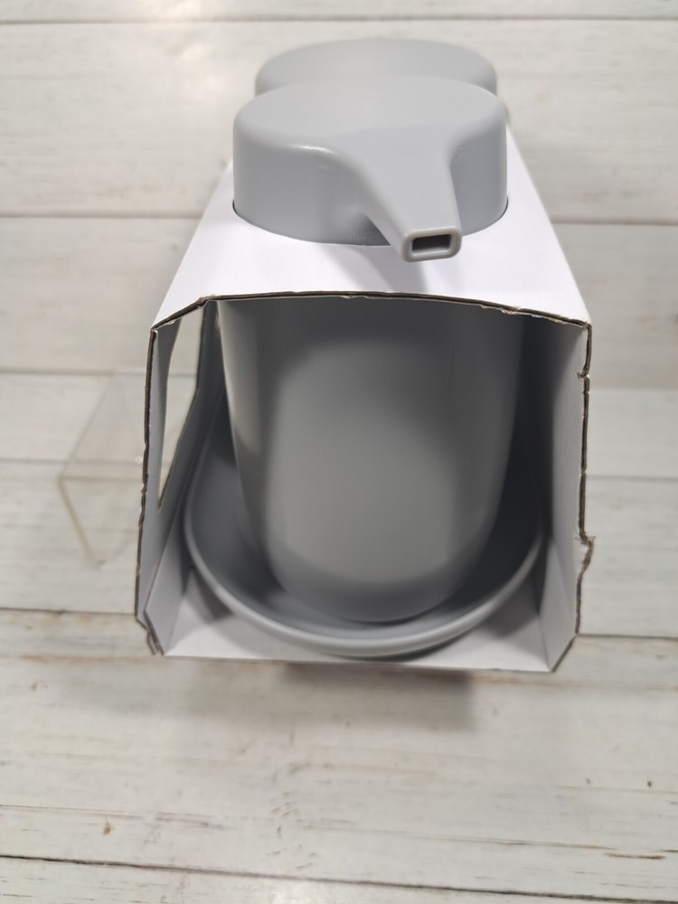 Bathroom Soap Tray & Pump Bottle Gray Bath Bundle Set & Canister 3pc Set Colleg