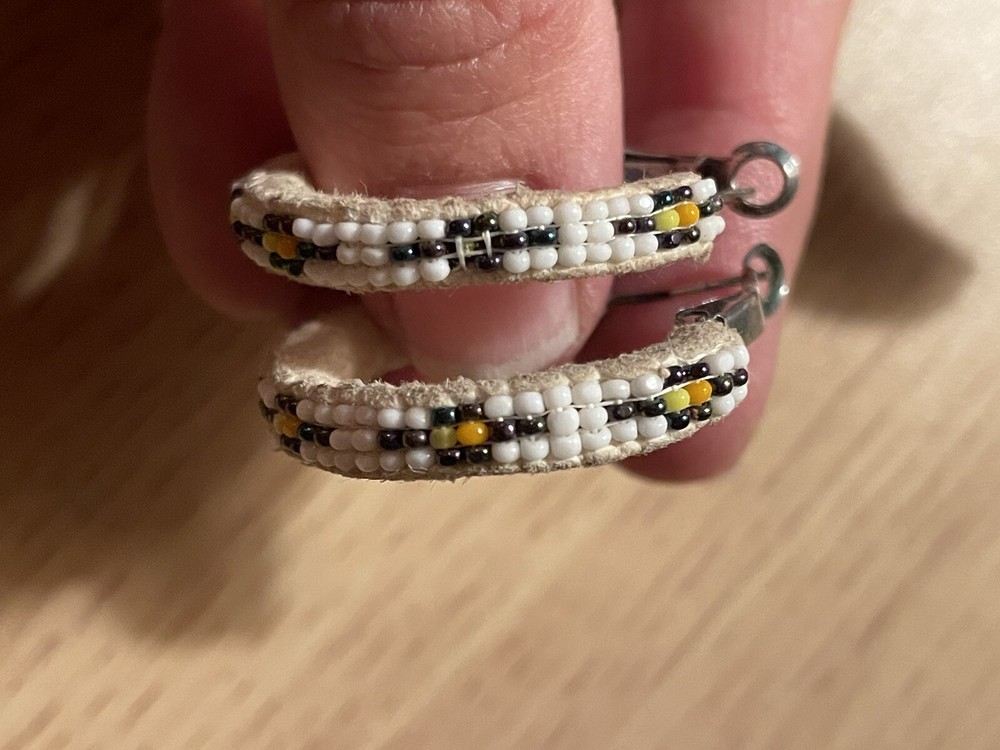 Beaded Earrings Handmade White Southwestern