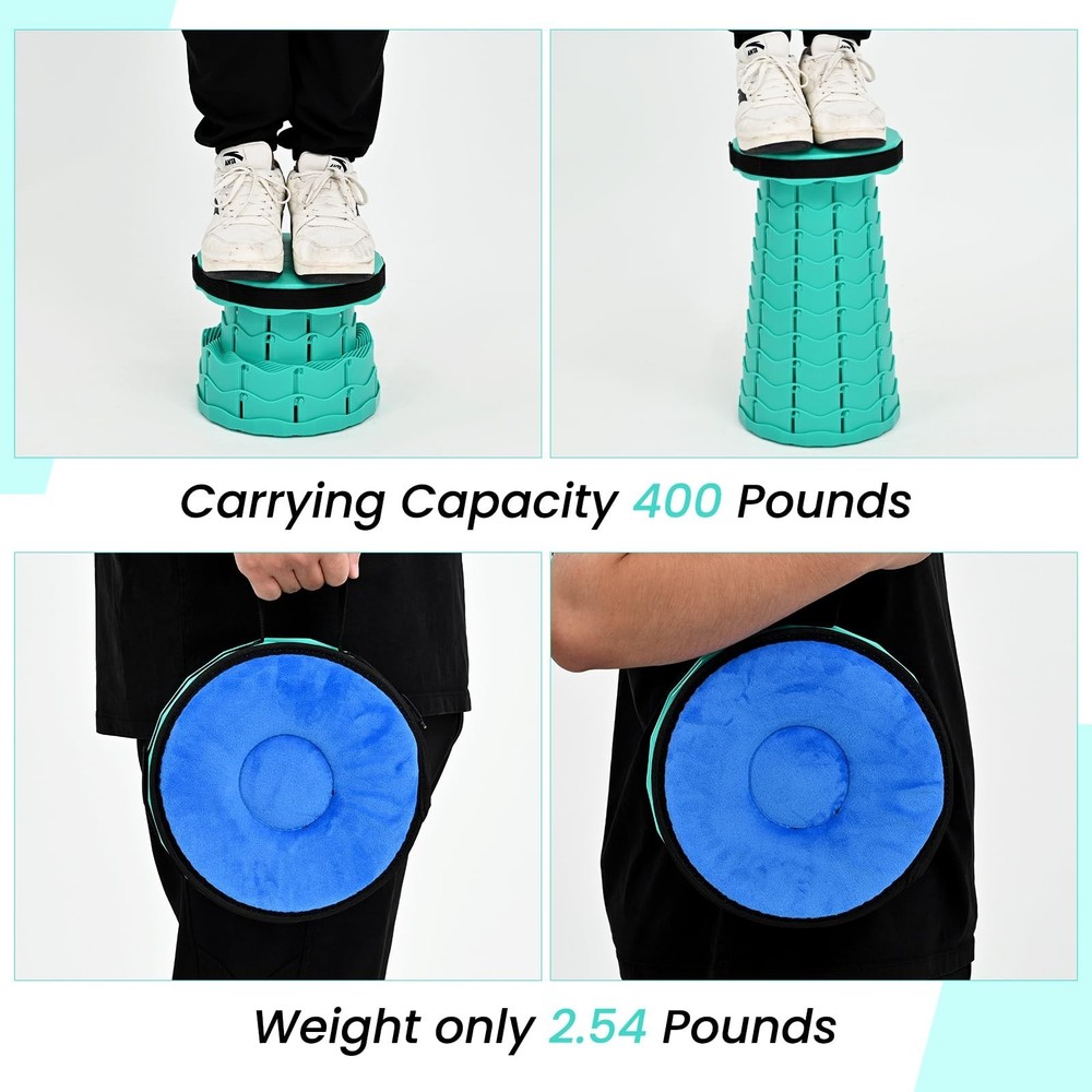 2 Pack Upgraded Collapsible Stool Folding Stool with Cushion,Retractable Fold...