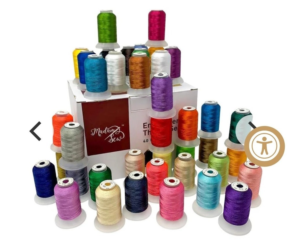 Madam Sew 40 Colors Embroidery Machine Thread Kit 500 Yd Polyester Spools Set