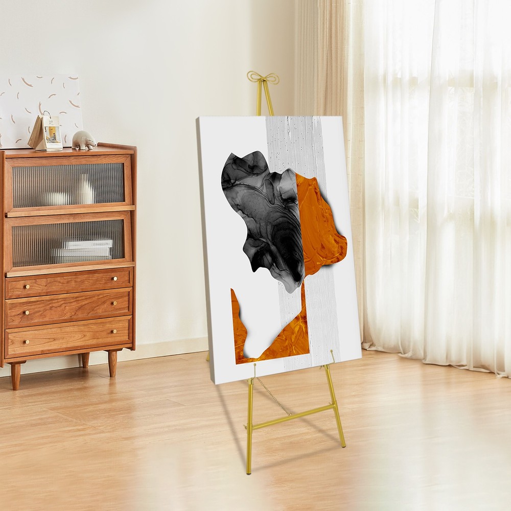 Adjustable Display Easel Stand, Steel Floor Standing Easel, Gold Display Stand