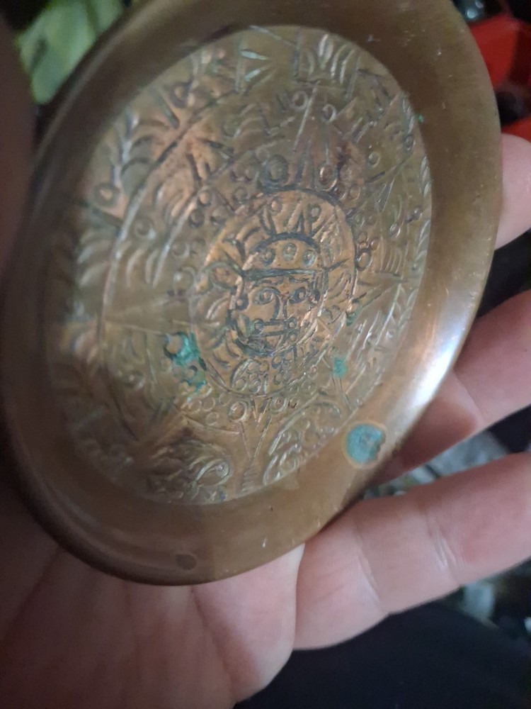 Small 3 Inch Copper Aztec Art Ashtray