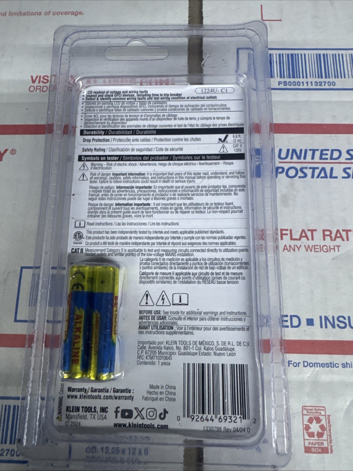 Klein Tools RT250 GFCI Receptacle Tester with LCD Display