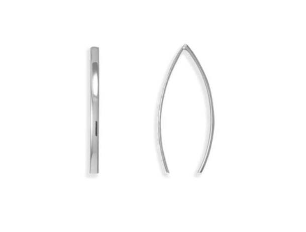 Rhodium Plated Flat Long Wire Earrings
