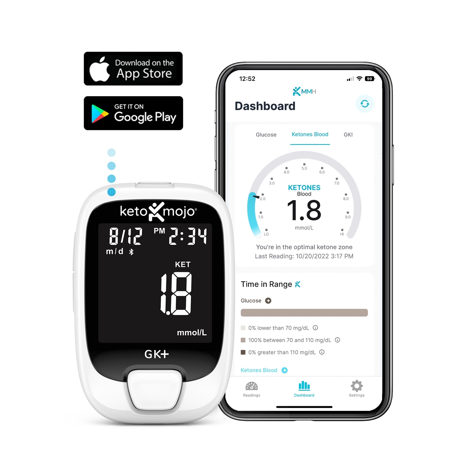 Keto-Mojo GK+ Blood Glucose & Ketone Basic Meter Kit - Official Company Listing