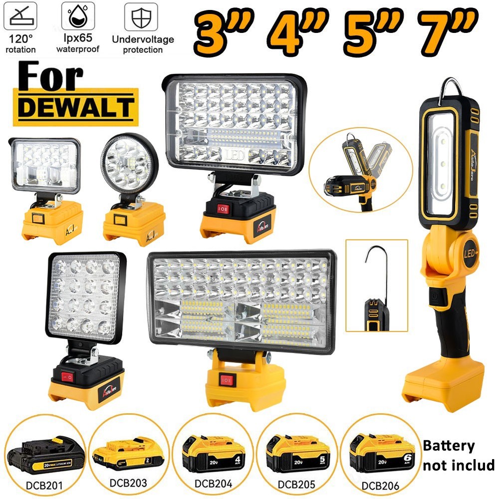 For Dewalt 20V Battery LED Work Light Cordless Workshop Torch Workshop Dual USB