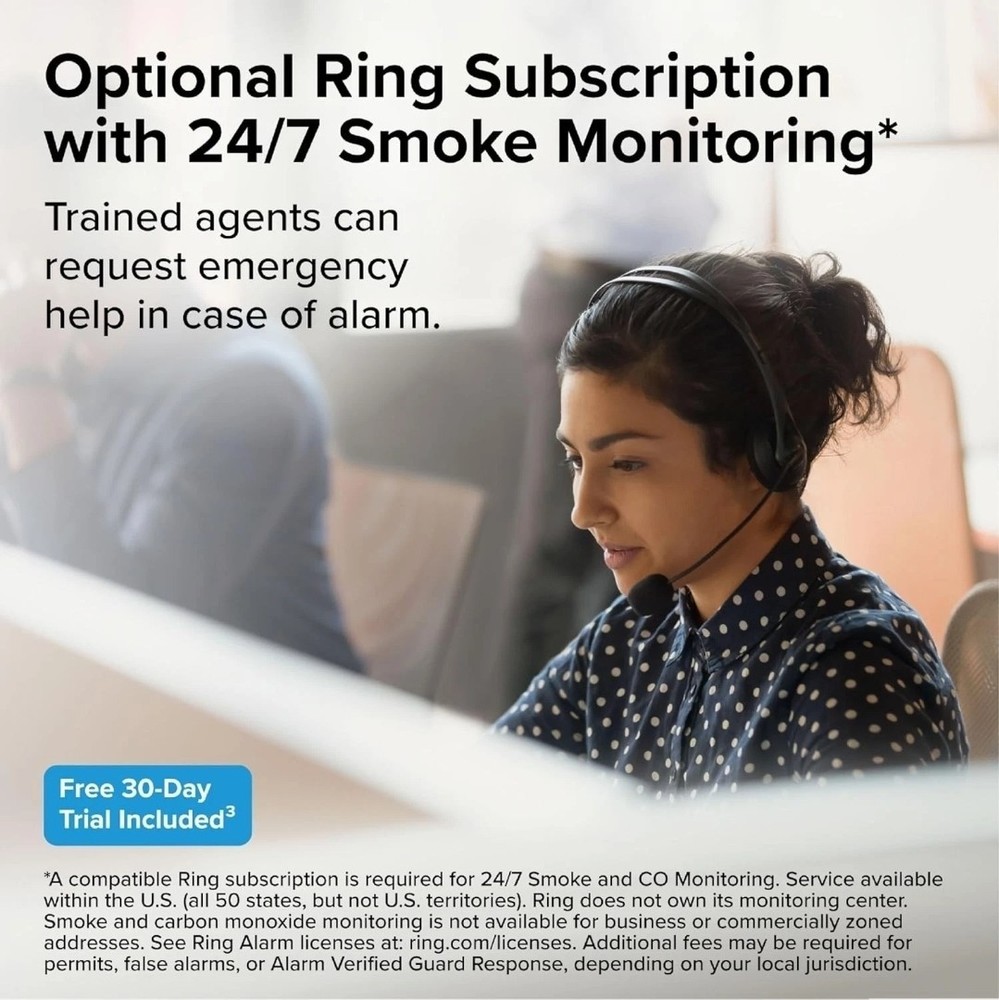 KIDDE Ring-Enabled Smart Smoke Detector, Wired, RGSAR-RW