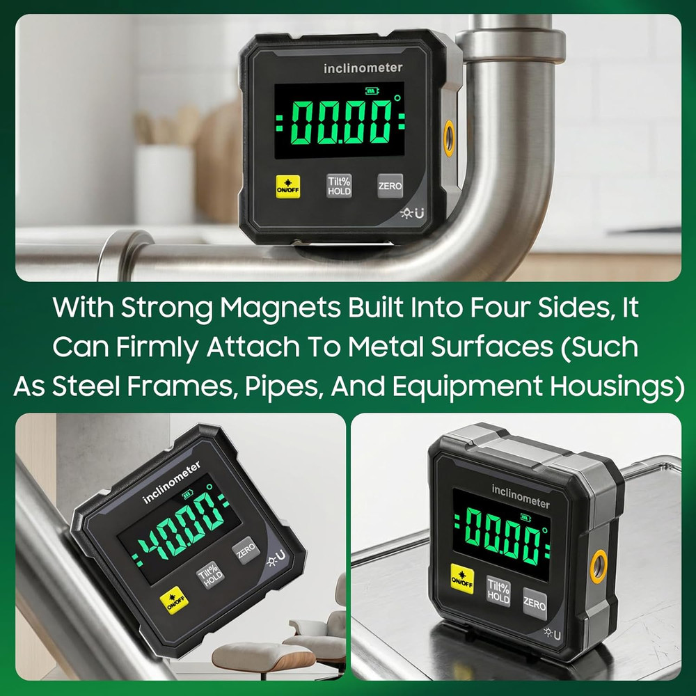 Digital Angle Finder Protractor Tool, 4×90° High Accuracy Measuring Tool with La