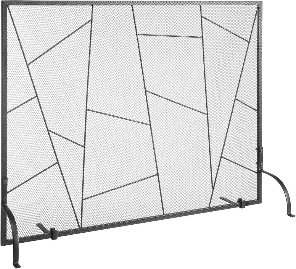 Fireplace Screen Single Panel, Sturdy Iron Mesh Fireplace Screen, 35.6"(L) X28.4