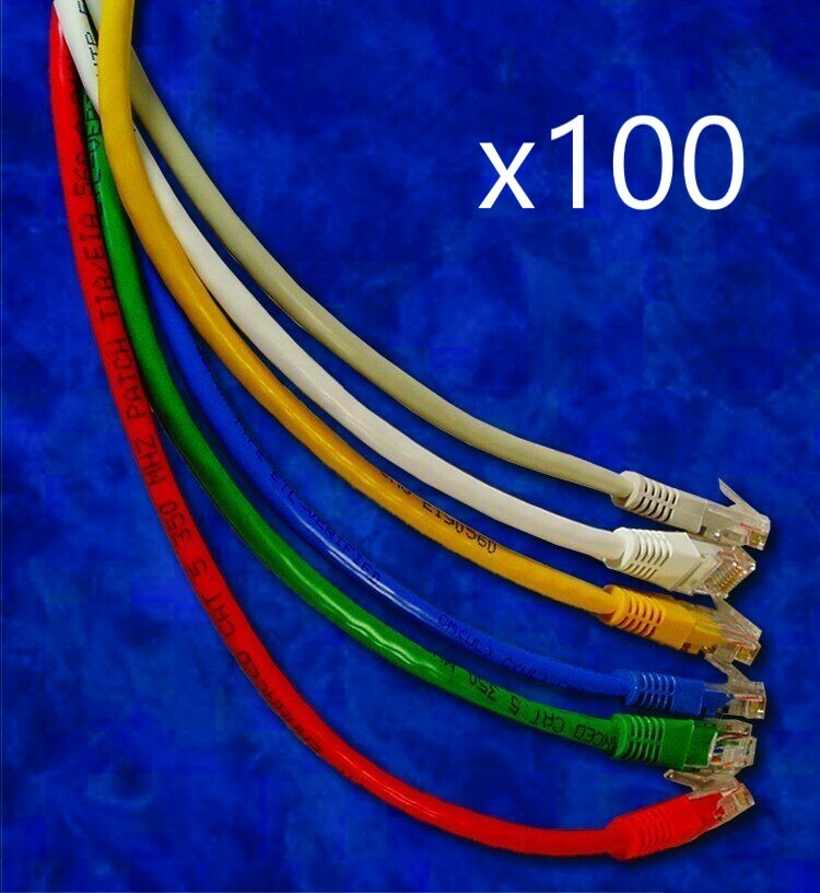 100 Pack - 2ft CAT6 Ethernet Network LAN Router Patch Cable Cord - Pick Colors