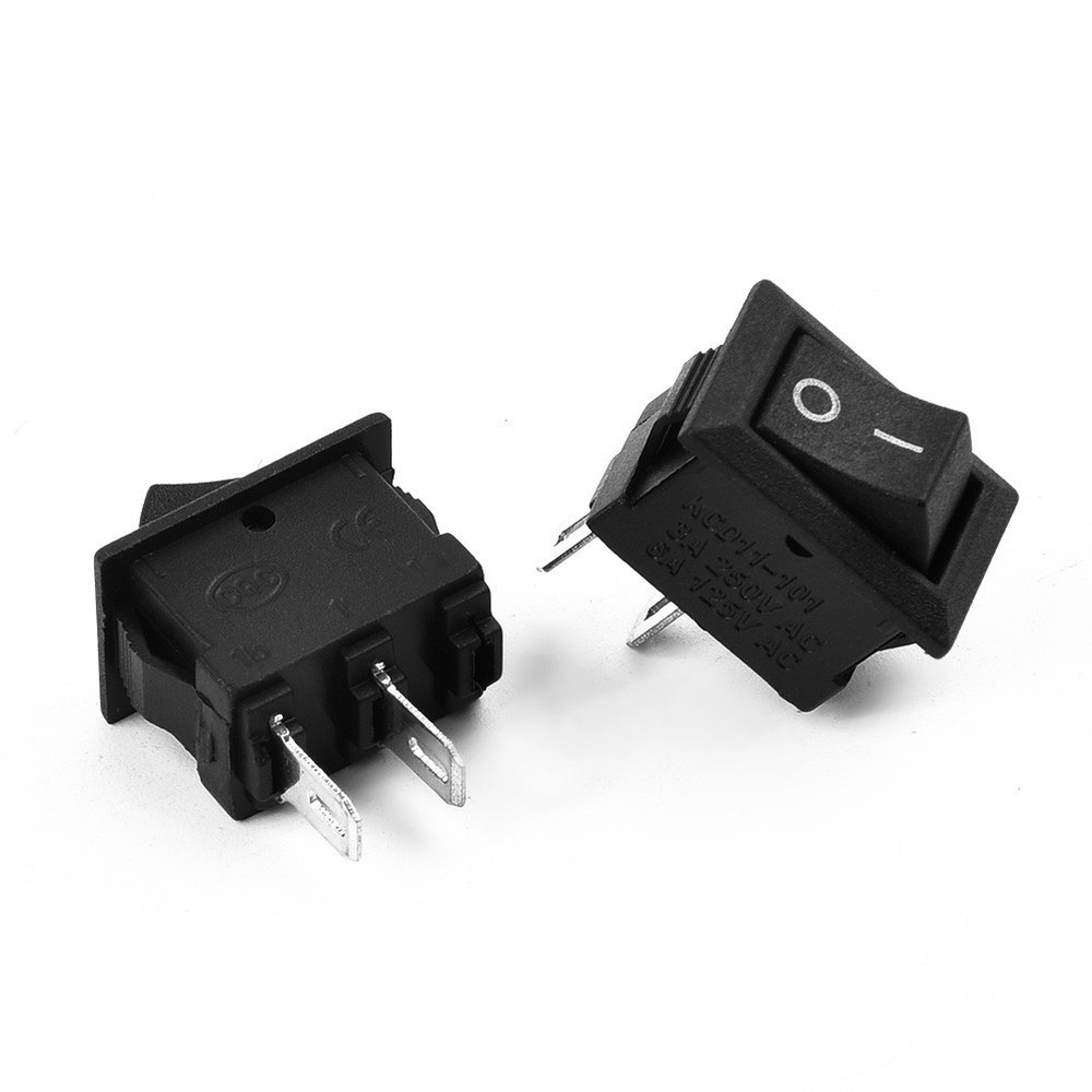 10pcs spst on/off switch mini black 2 plug toggle switch DC 12V 16A