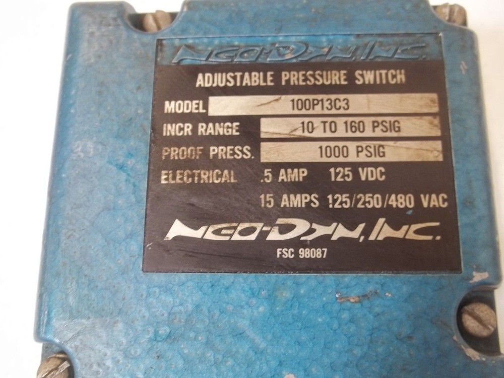 NEO-DYN, INC. 100P13C3 ADJUSTABLE PRESSURE SWITCH UNMP