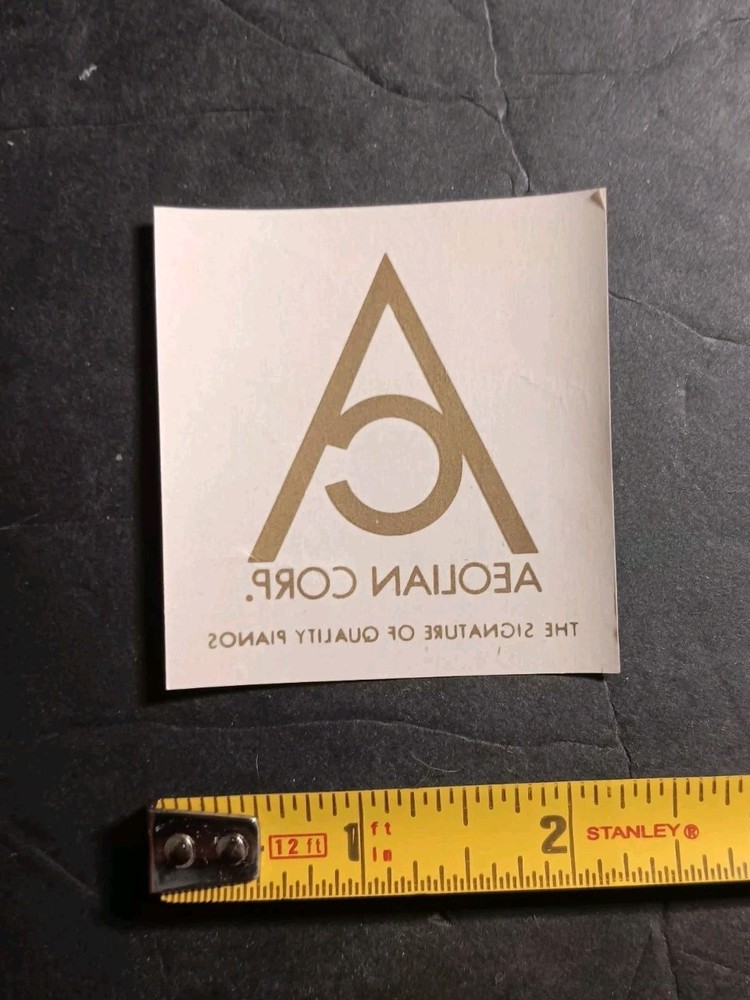 AEOLIAN CORP Player Piano Fallboard Decal / Sticker