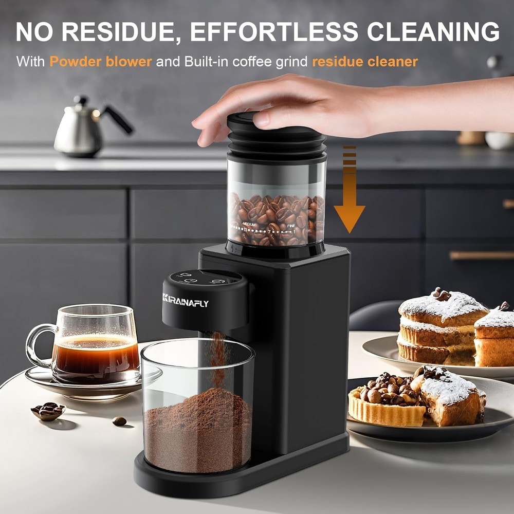 Electric Coffee Grinder with Smart Touch Control & 25 Precise Grind Settings