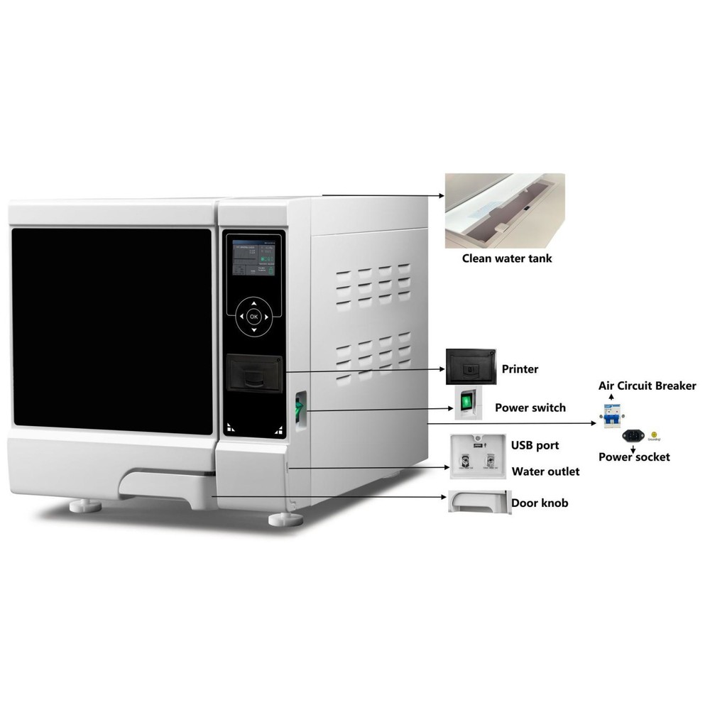 8L LCD Dental Vacuum Steam Sterilizer Autoclave with Drying Function Class B US