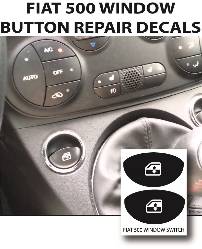 Fits FIAT 500 Button Restore Decals for Window Peeling Worn Button Fix