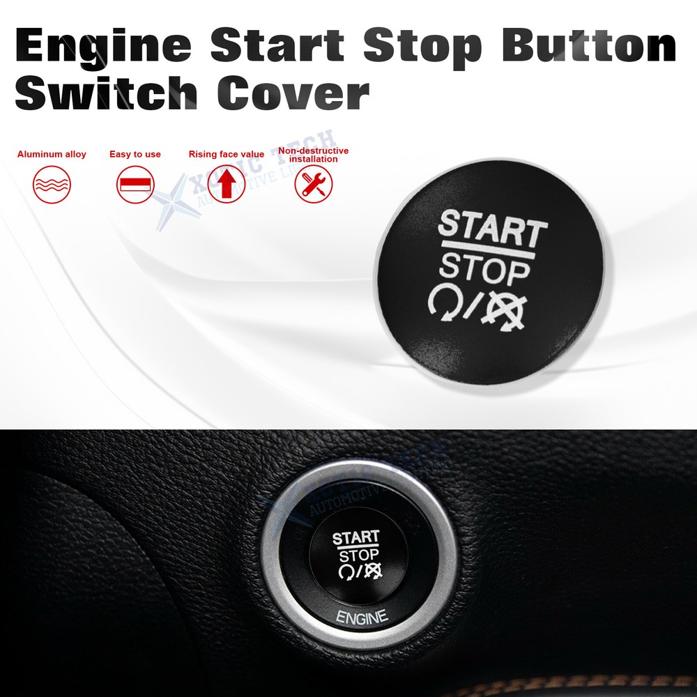 Black Ignition Engine Start Stop Push Button Cover For Dodge Charger Durango Ram
