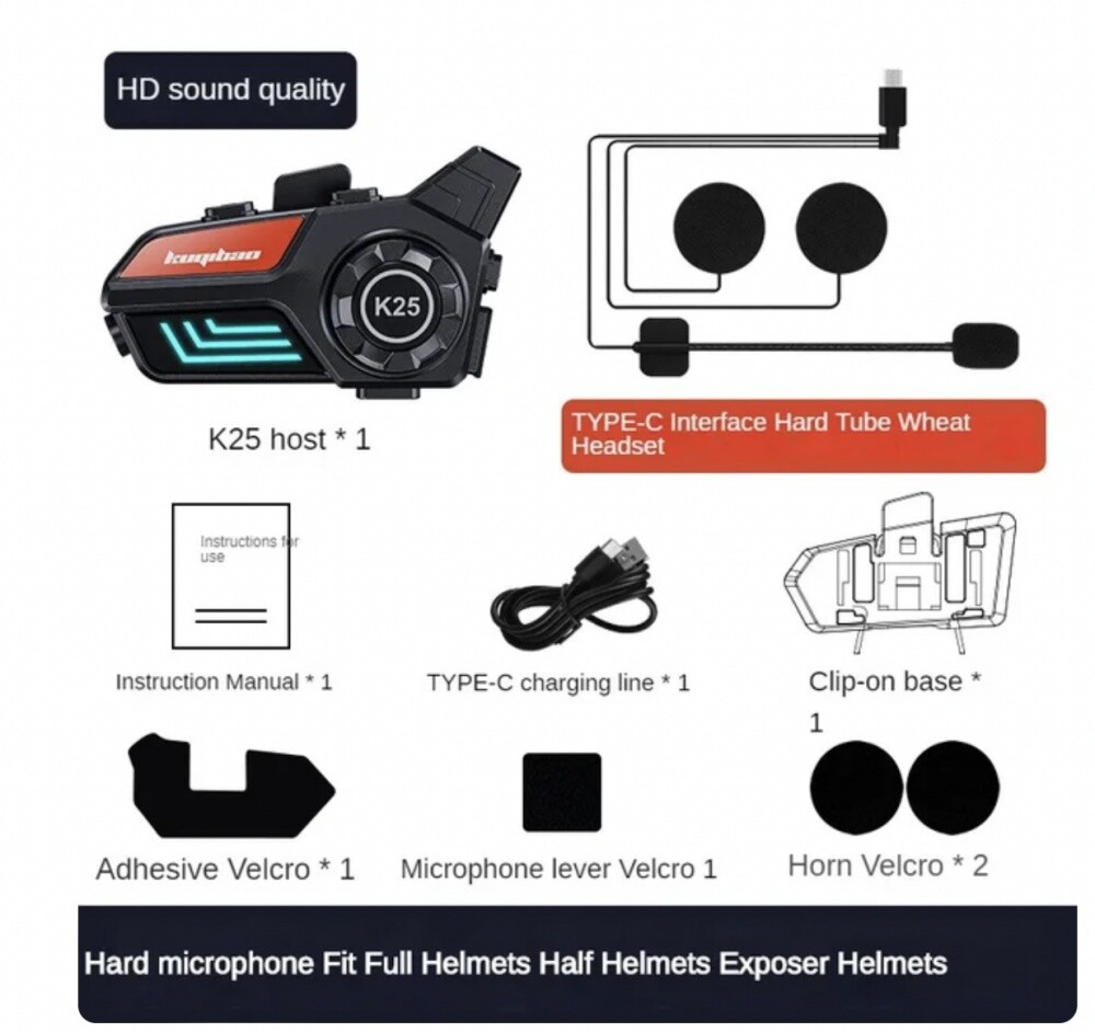 Motorcycle Helmet Headset Wireless Bluetooth Headphone Speaker Hands-Free Kit