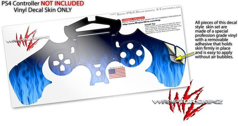 Skin for Playstation 4 Sony PS4 Controller Fire Blue