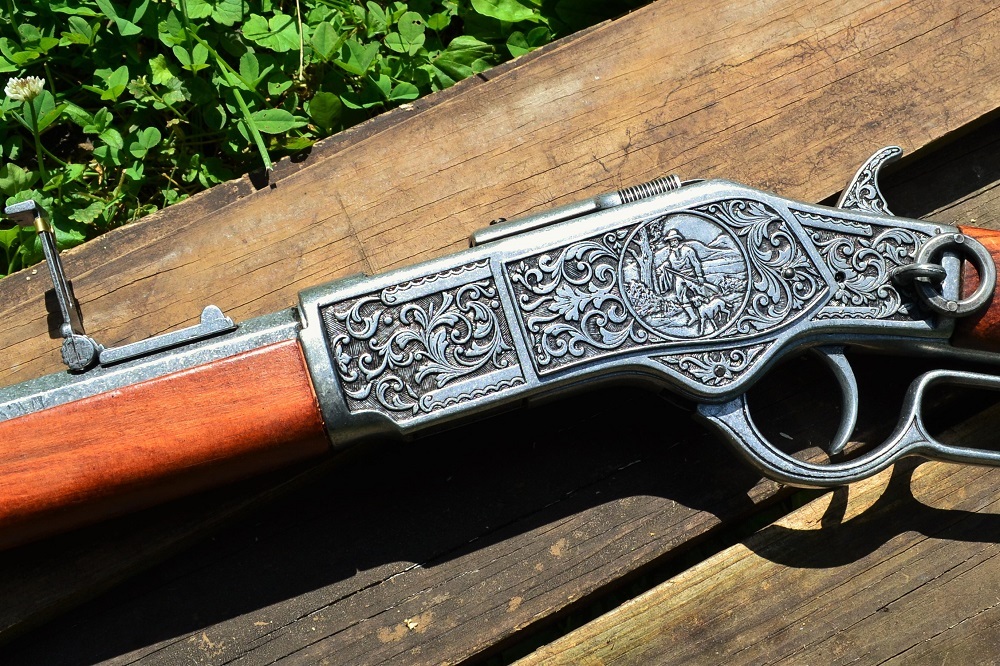 Winchester M1873 Engraved Lever Action Rifle - 1873 - Wild West - Denix Replica