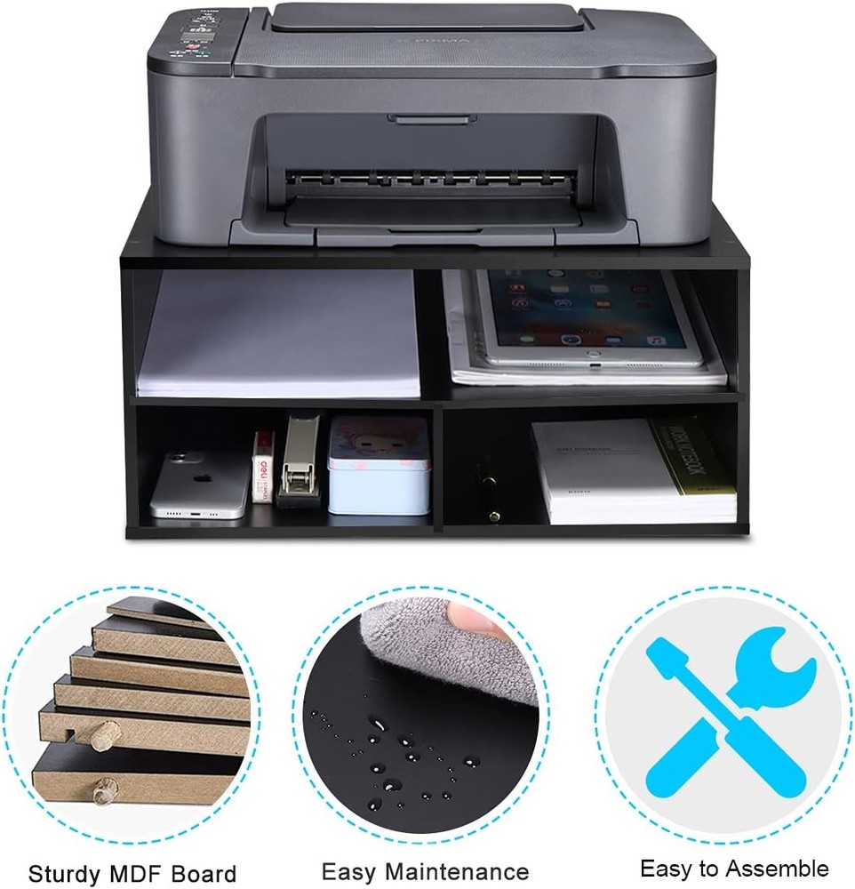 Printer Stand Desk 2 Tier Desktop Printer Stand W/ Paper Storage Printer Riser