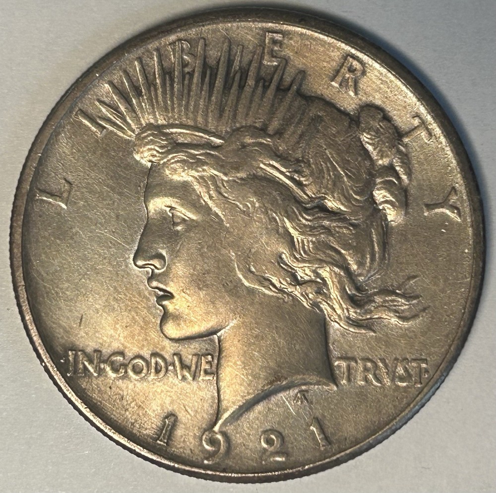 1921 Peace Silver $1 Dollar Coin Whizzed
