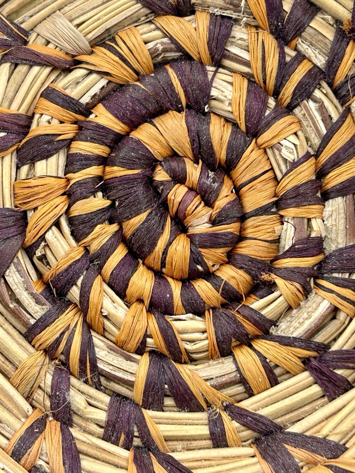 Antique Tohono O’odham Papago Coiled Basket 6½″ Dyed Fibers Early 1900s