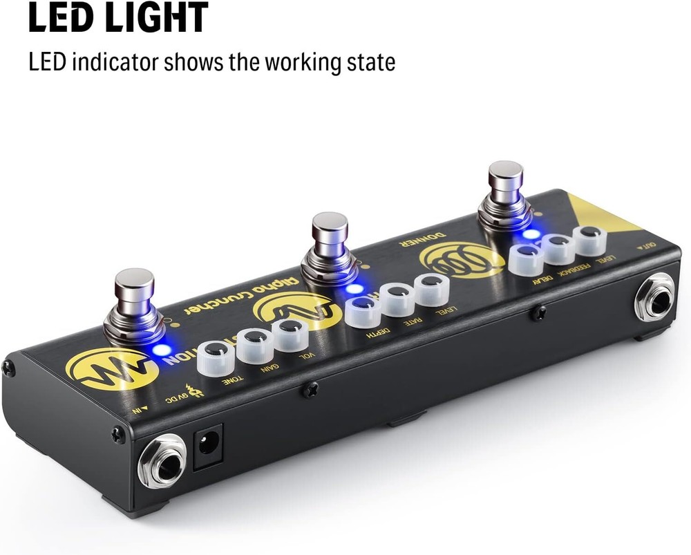 Donner Alpha Cruncher Multi Effects Pedal With Delay Chorus Distortion Effects