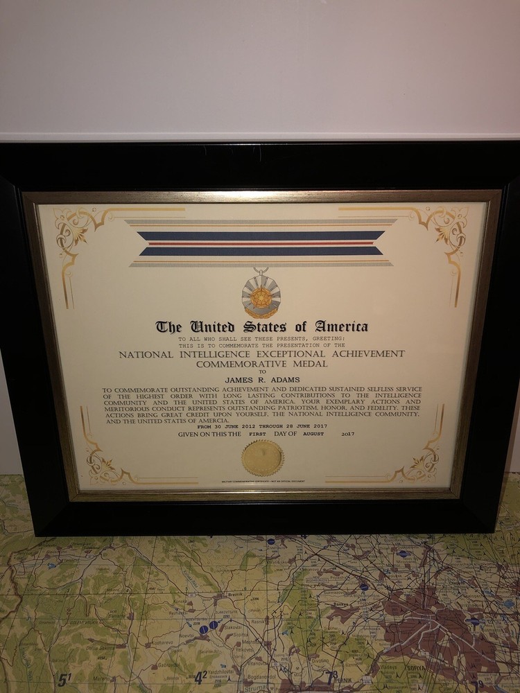 NATIONAL INTELLIGENCE EXCEPTIONAL ACHIEVEMENT COMMEMORATIVE CERTIFICATE Type-1