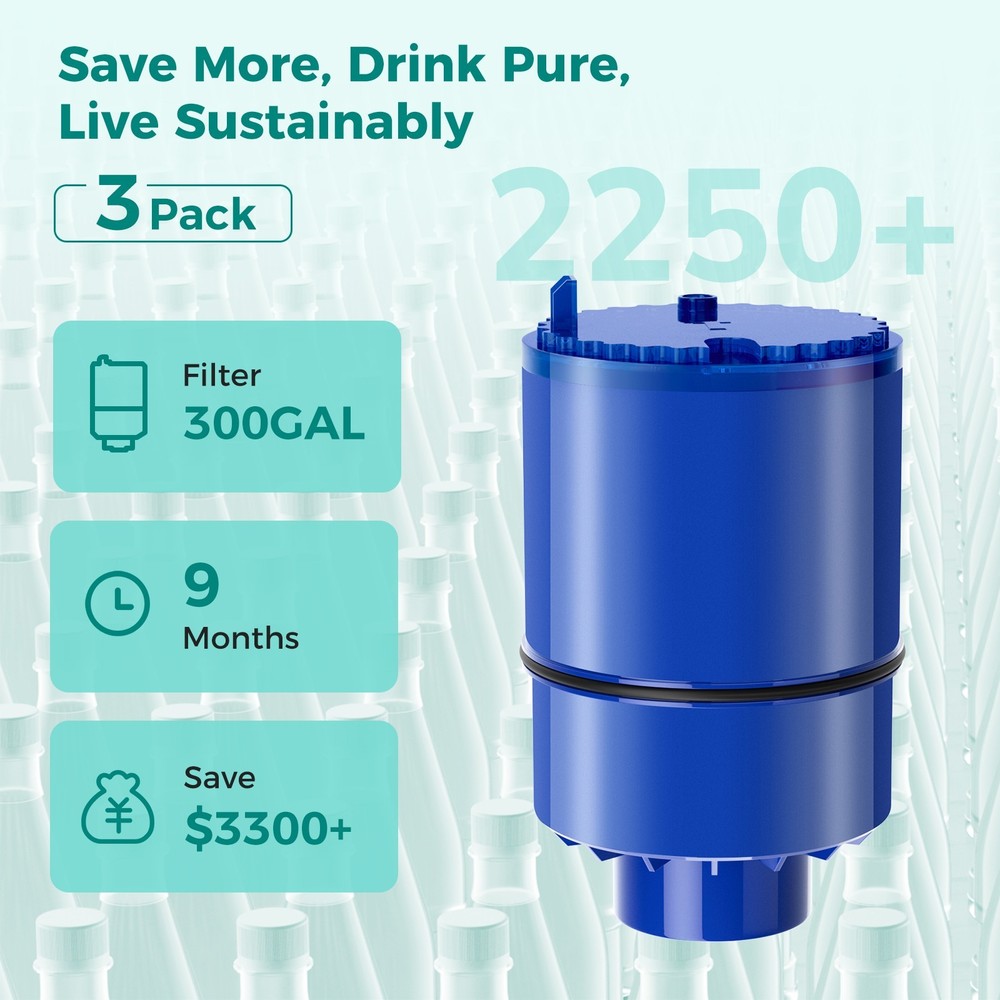 RF-9999 Faucet Water Filter Replacement Compatible Easy Install 3-Pack US