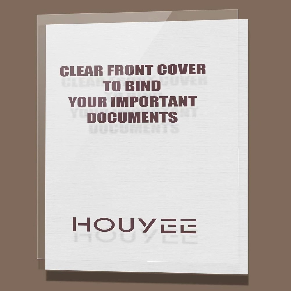 HOUYEE 100 Pack Clear Binding Presentation Covers, PVC 10mil, 100P,
