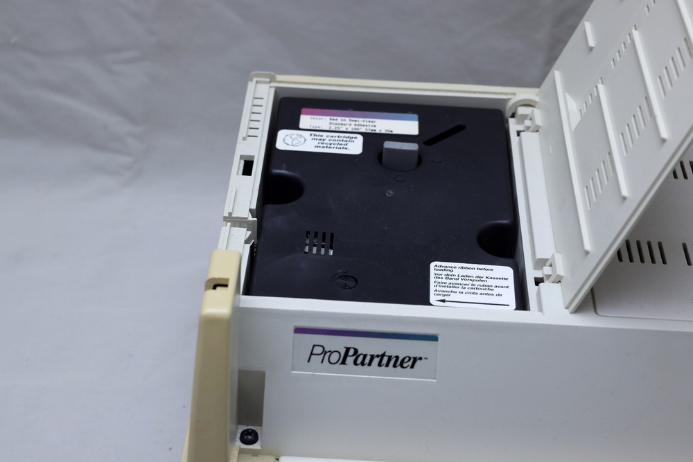 Varitronics ProPartner adhesive thermal label printer - red on clear strip