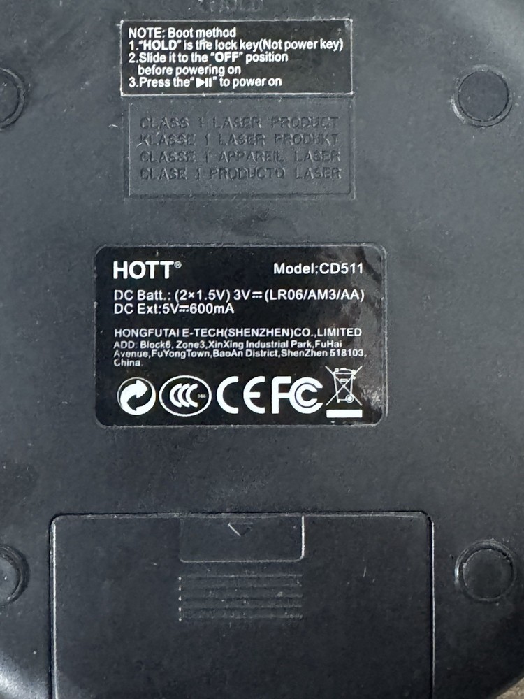 HOTT CD511 Black Portable CD Player, Personal Compact CD Player with LCD Display