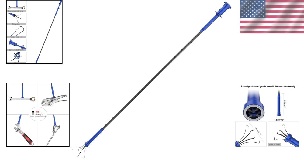 Alloy Steel LED Pickup Tool - Bendable Grabber for Efficient Object Retrieval