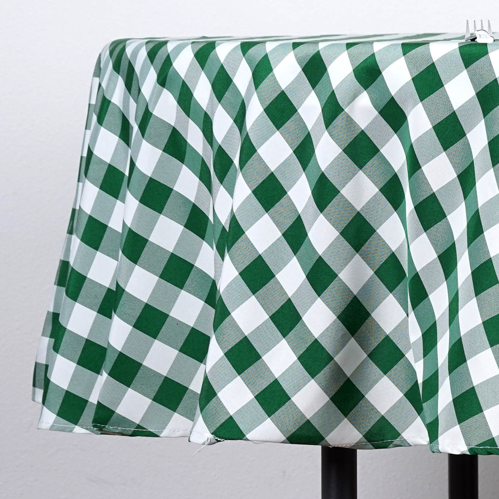 Green White Buffalo Plaid 70" ROUND Polyester Tablecloth Picnic Events Linens
