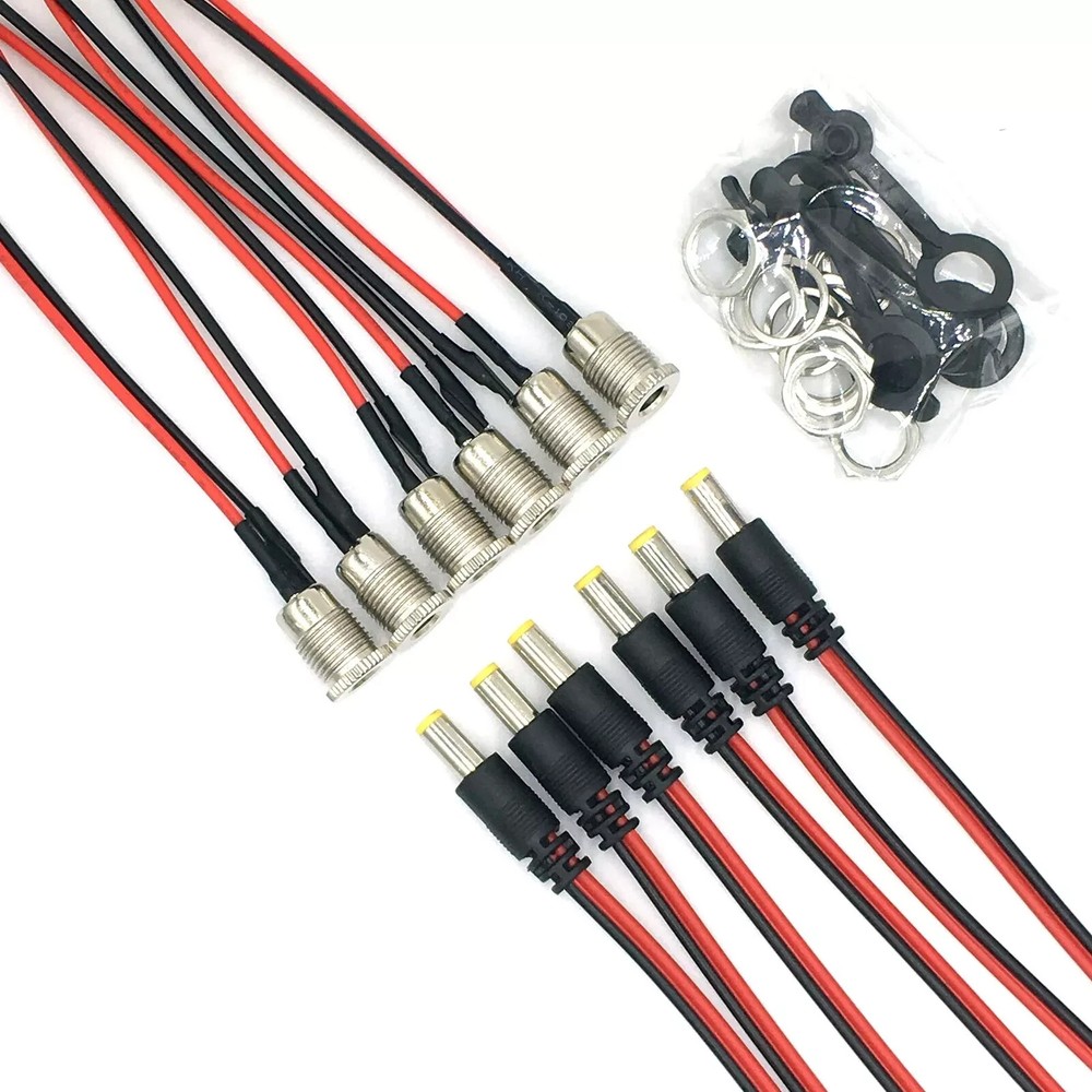 5.5 x 2.1 mm DC Power Jack Socket Threaded Female Panel Mount Connector Adapt