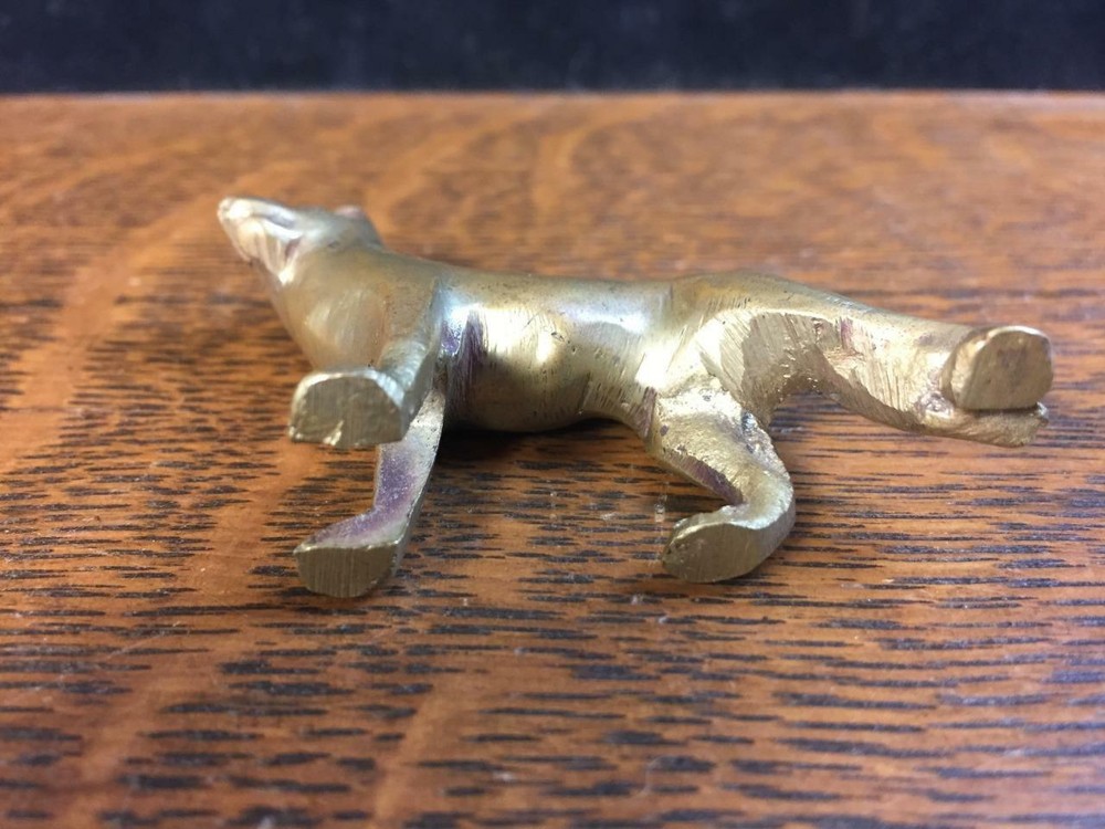 Vintage 2" Solid Brass GERMAN SHEPHERD Miniature Figurine Statue Dog