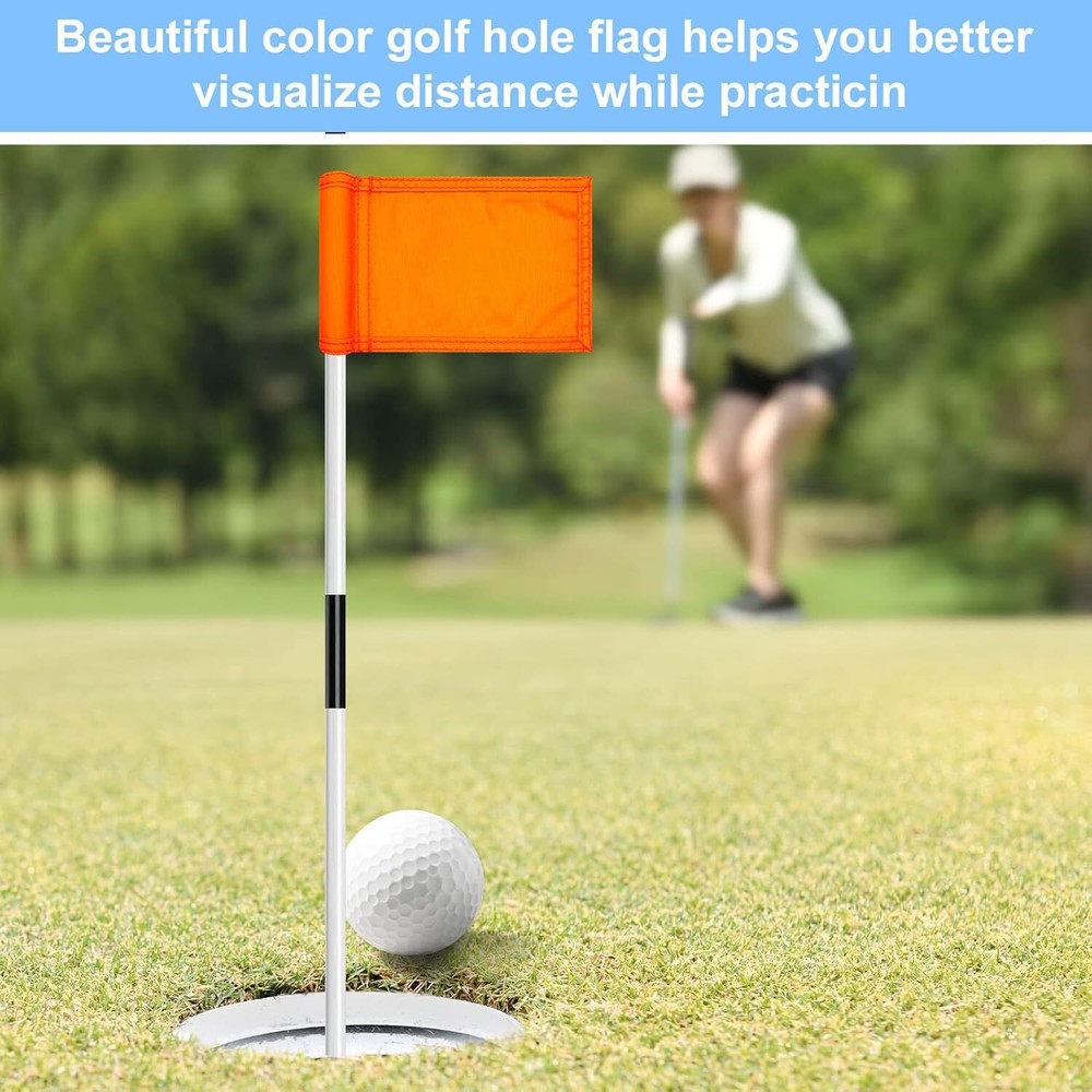 12 Pcs Solid Golf Flag Target Flag with Tube Inserted Waterproof Putting Green