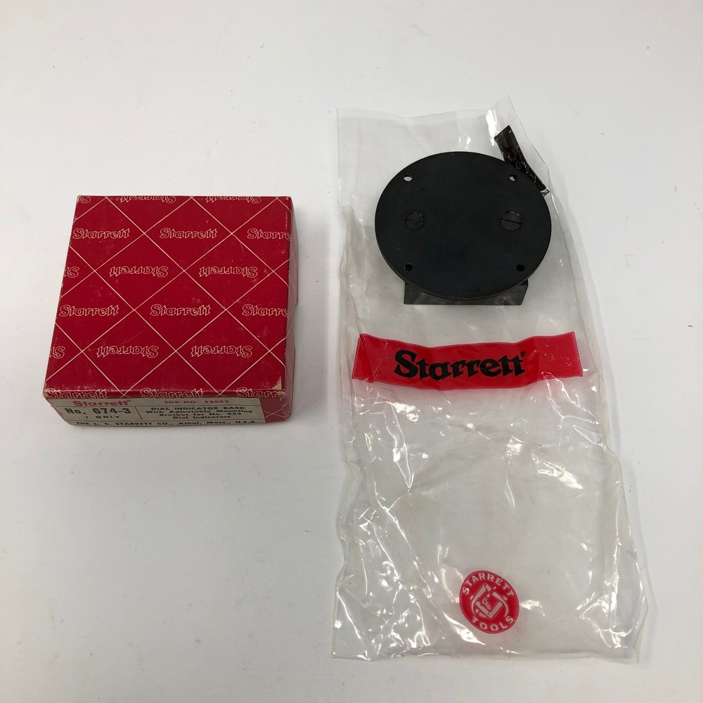 Starrett 674-3 Back w/ Adjustable Mounting Bracket for 655 Dial Indicator in Box