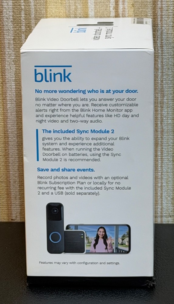 Open Box Blink Video Doorbell Camera + Sync Module 2 BSM00400U