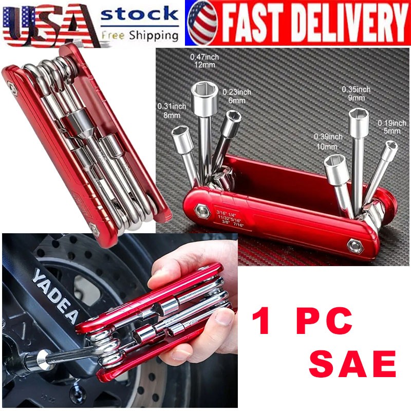 6 in 1 Folding Nut Driver Set Imperial Hex Nut Driver Set Folding Socket Wrench
