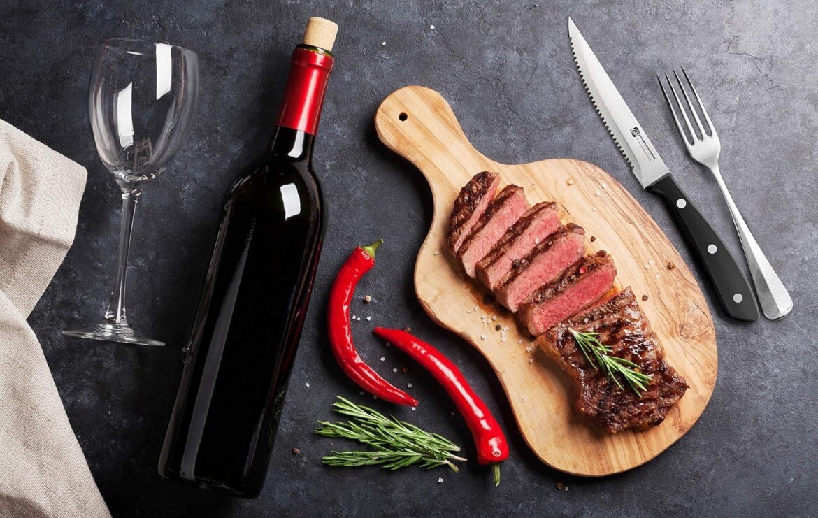 Premium 8-Piece German High Carbon Stainless Steel Steak Knife Set, Double Full