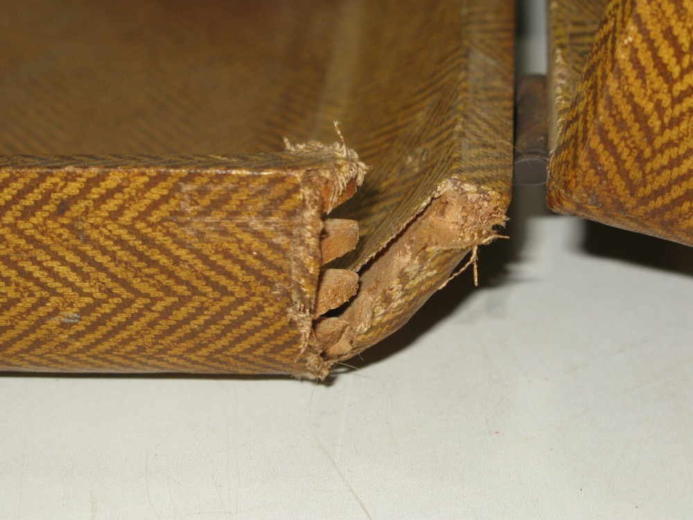 Vintage Pitney Bowes Hard Case Handle Brown Herringbone Pattern Empty Repurpose