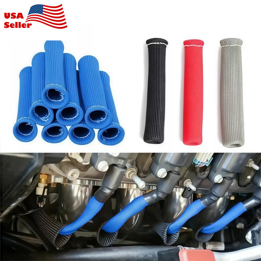 8PCS Spark Plug Wire Boots Heat Shield Protector Insulator Fire Sleeve Protect