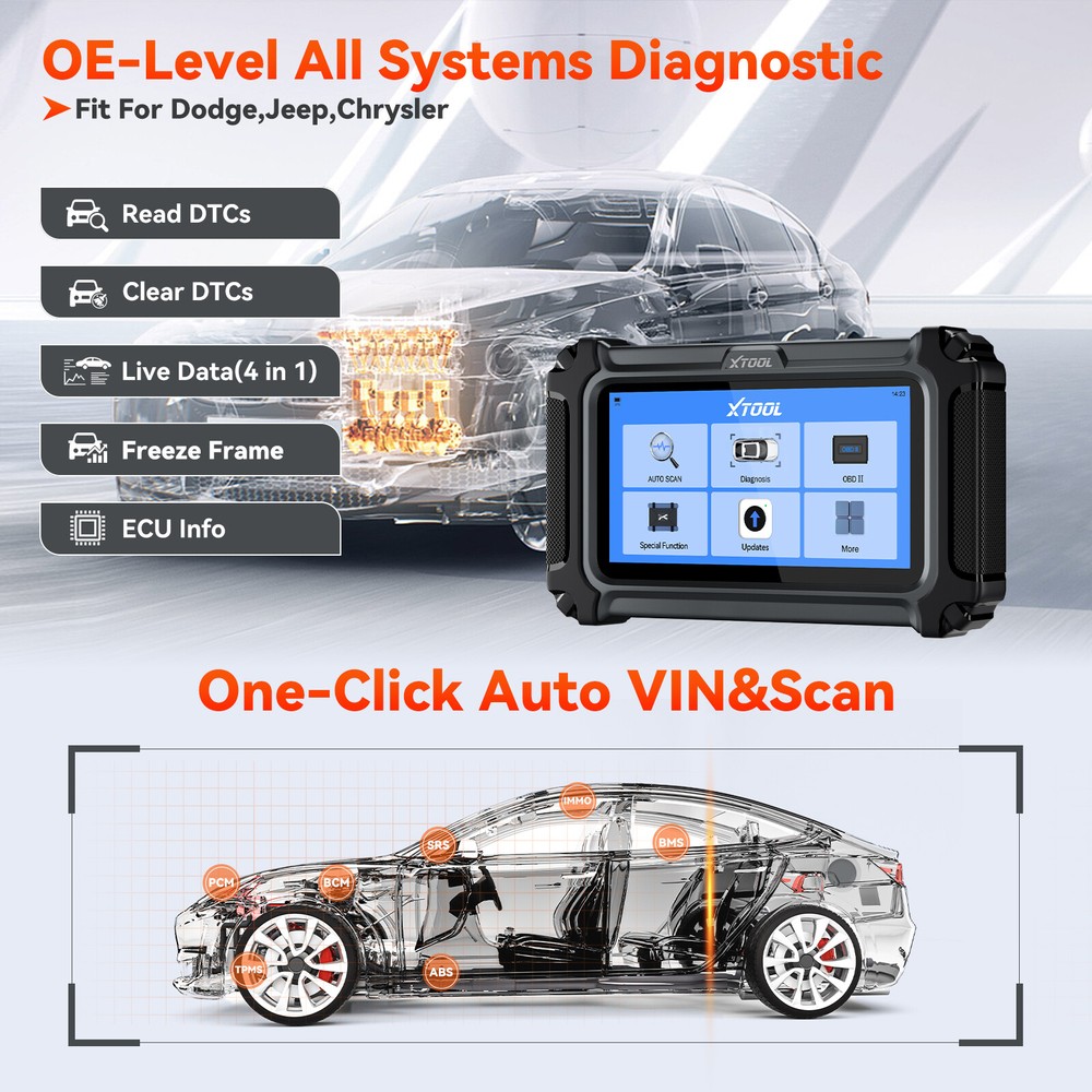 XTOOL IP500 For Chrysler Dodge Jeep Bidirectional OBD2 Scanner Diagnostic Tool