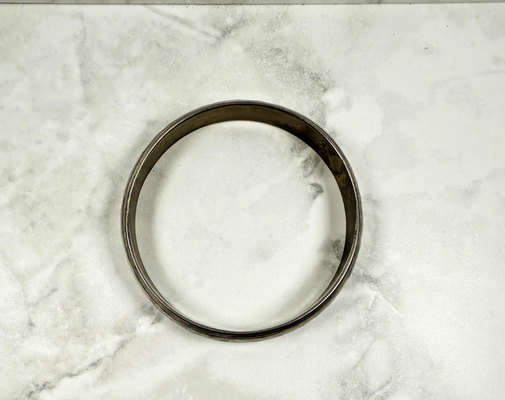 Silver Tone Bangle Bracelet with Light Hammered Texture - 8" Inside