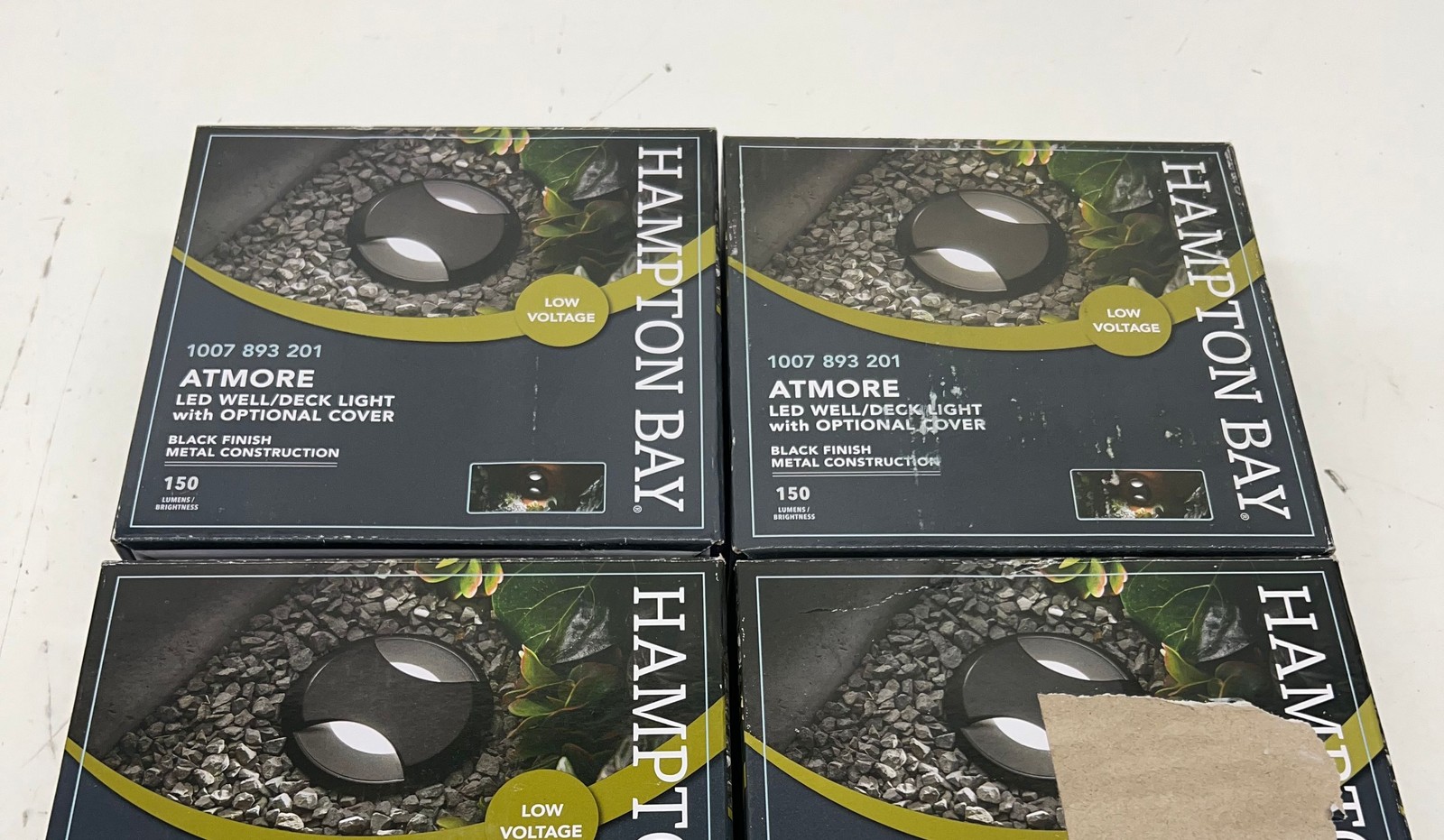 4PK Hampton Bay 150 Lumens Low Voltage Black LED Round Outdoor Well/Deck Light