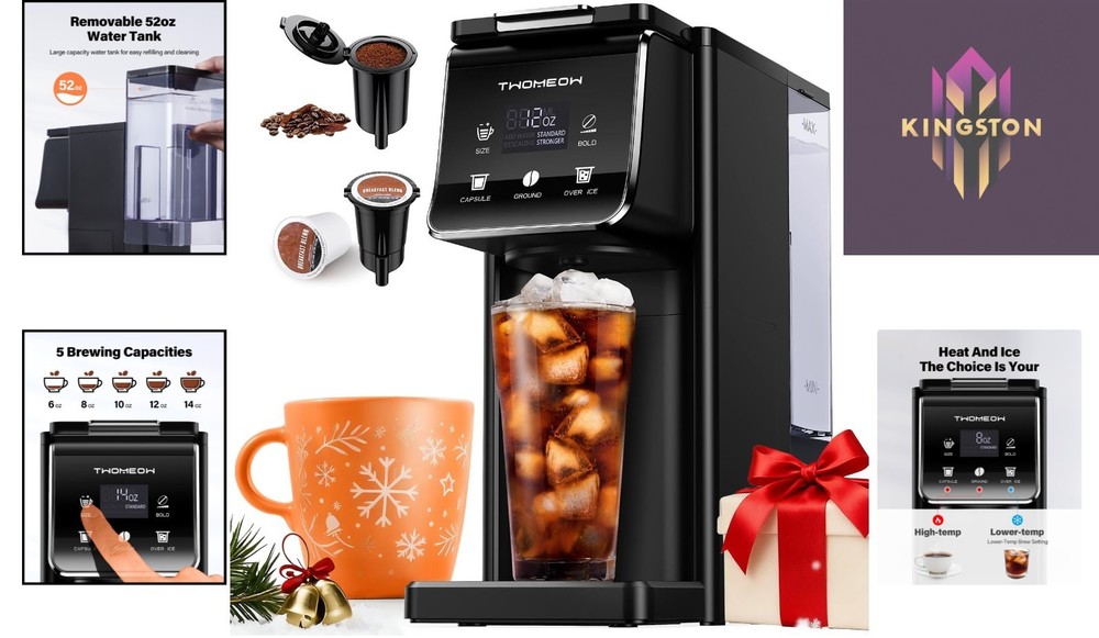 Coffee Maker for K-Cup & Grounds with 5 Brew Sizes - Fast & Efficient