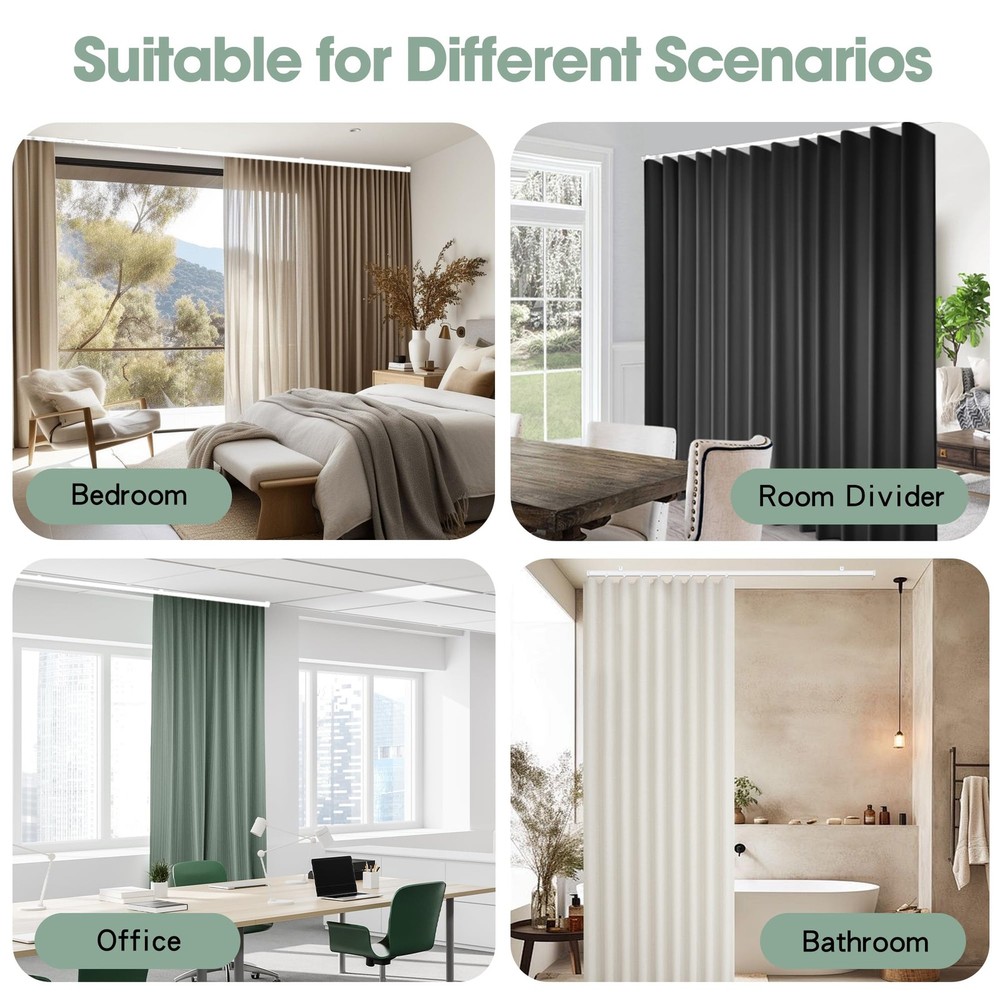 Cbsroro Flexible Bendable Ceiling Curtain Track Room Divider Ceiling or Wall Mou