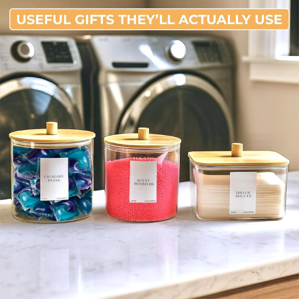 Laundry Pods Containers for Organizing Dryer Sheet Holder & Laundry Jars with...